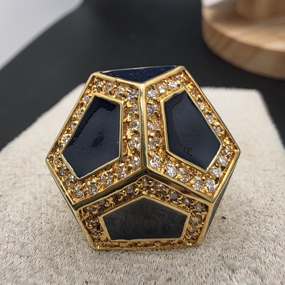 Gold and Black Geometric Statement Ring (2070) - Picture 6 of 6